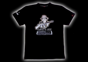 Machinegun Streetwear T-Shirt Scarface Al Capone, schwarz
