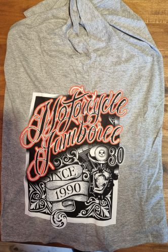 Girl T-Shirt V-Ausschnitt, 30.Motorcycle Jamboree grau