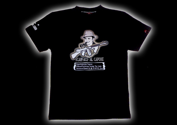 Machinegun T-Shirt Scarface Al Capone, schwarz