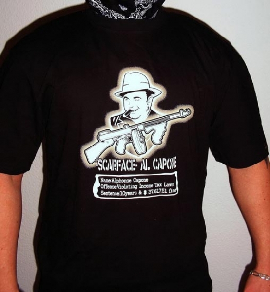Machinegun Streetwear T-Shirt Scarface Al Capone, schwarz