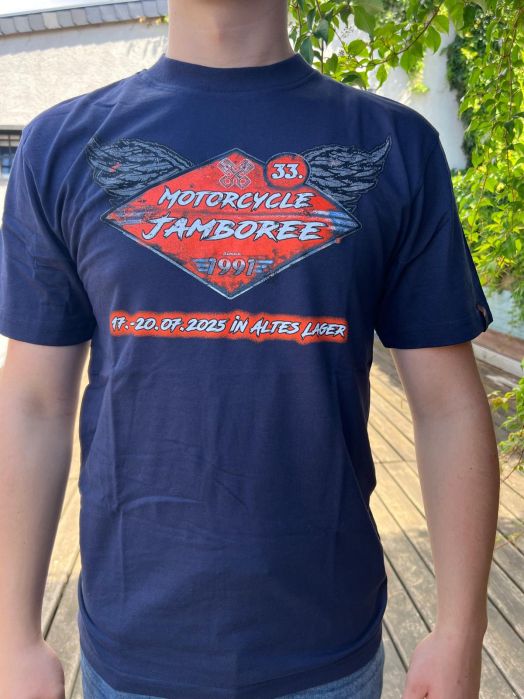 T-Shirt, 33.Motorcycle Jamboree, blau, 2025