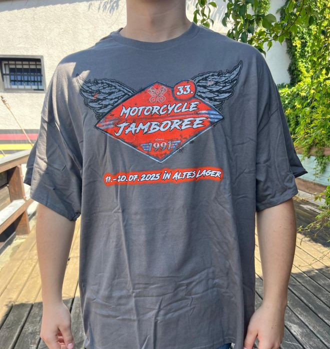 T-Shirt, 33.Motorcycle Jamboree, grau, 2025
