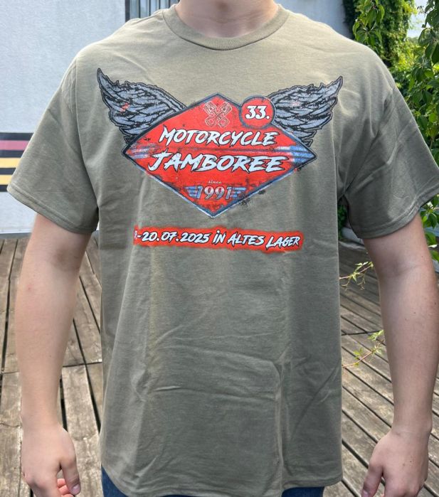 T-Shirt, 33.Motorcycle Jamboree, grün, 2025